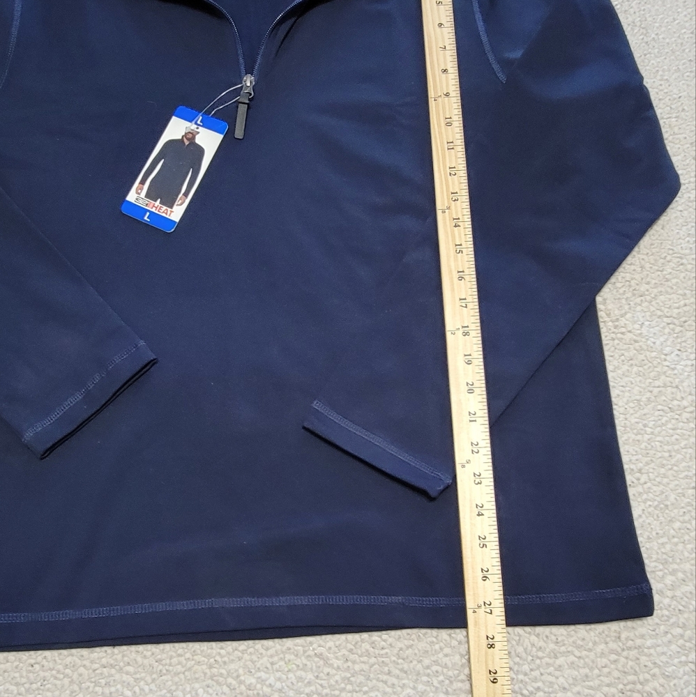 32 Heat Stormy Night Blue Half Zip Long‎ Sleeve Men Shirt Size L - Picture 10 of 13